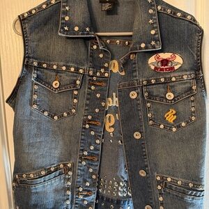 ✨ Vintage Y2K Rocawear Studded Denim Vest | Women’s Large | Rare Archive Piece